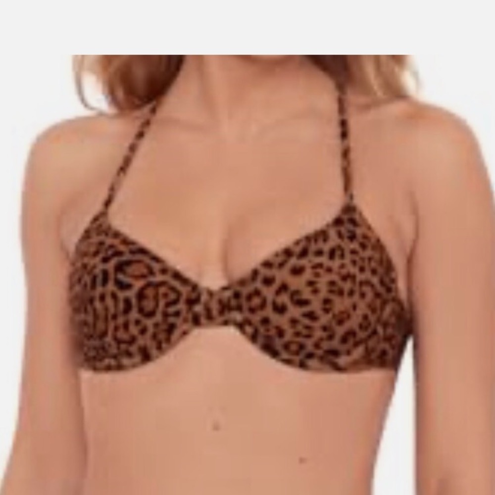 Sports Illustrated Standard X-Back Leopard Underwire light pad Bikini Top